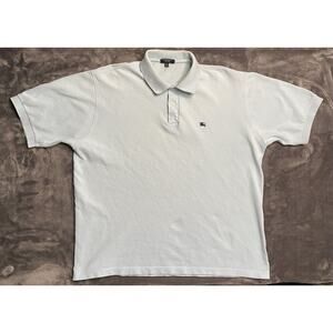 Burberry London Polo Shirt Men's XL Blue Pique Cova Check Short Sleeve Britain